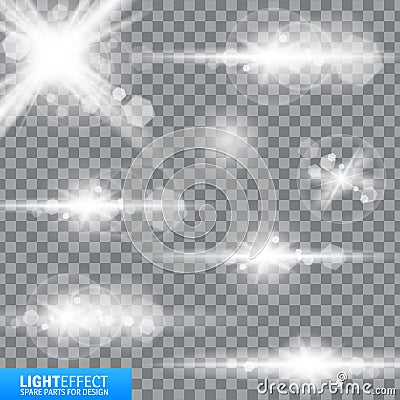 Light effect, flare, lighting. Spare parts for illustration. Vector Illustration