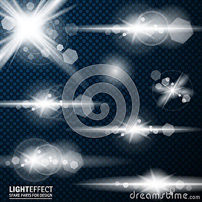 Light effect, flare, lighting. Spare parts for illustration. Vector Illustration