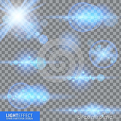 Light effect, flare, lighting. Spare parts for illustration. Vector Illustration