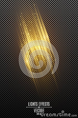 Light effect of golden abstract random neon lines isolated on transparent background. Glowing motion blur effect. Flying glowing Vector Illustration