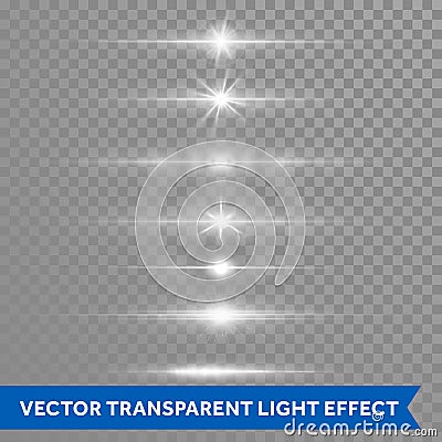 Light effect or star shine lens flare vector isolated icons transparent background Vector Illustration