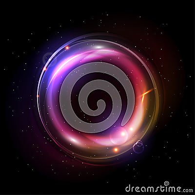 Light effects of glowing rings. Vector magic space illustration. Vector Illustration