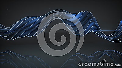 Light emitting blue twisted spiral shape 3D render illustration Cartoon Illustration