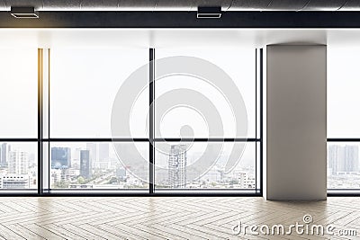 Light empty office interior with panoramic city view Stock Photo