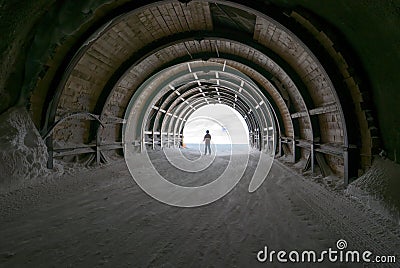 Light at the end of the tunnel, hope and journey Stock Photo