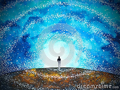 Light at the end of the tunnel spiritual mind mental positive thinking watercolor painting illustration design Cartoon Illustration