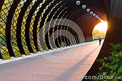 A light in the end of a tunnel. Stock Photo