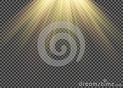 Light flare special effect with rays of light and magic sparkles. Glow transparent vector light effect set, explosion, glitter, sp Vector Illustration