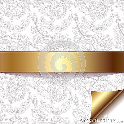 Light floral background with gold ribbon, eps 10 Vector Illustration