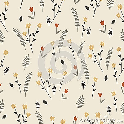 Light floral vintage seamless pattern Vector Illustration