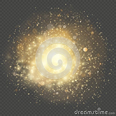 Light gleaming effect. Soft realistic fireworks with glitter splatter elements. Shining circles bokeh particles outburst Vector Illustration