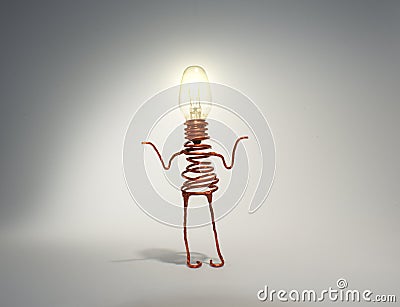 A light globe robot shrugging Stock Photo