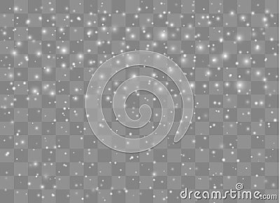 Light glow effect stars. Vector sparkles on transparent background. Christmas abstract pattern. Sparkling magic dust particles. Vector Illustration