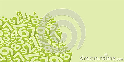 A light green background featuring a tight group of various three dimensional number shapes and copyspace Vector Illustration