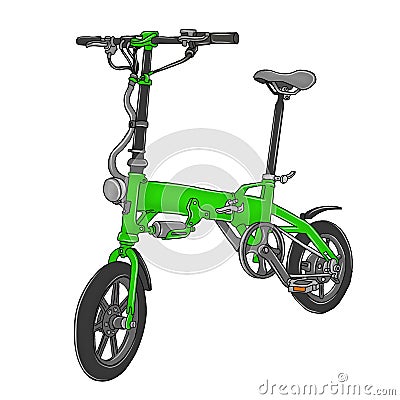 Light green Electric bicycle cartoon isolated on Transparent background Cartoon Illustration