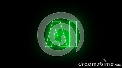Light Green Neo Light, AI written technology, Artificial Intelligence, Ai Symbol Background, Intelligence sign, AI Color Gridline Stock Photo