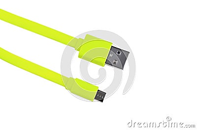 Light green usb-cable micro usb isolated Stock Photo