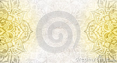 Light grey background with yellow mandalas - colors of the year 2021 Stock Photo