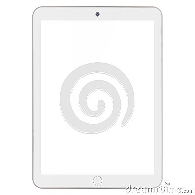 Light grey color Tablet with camera and white empty screen on white background. Tablet front view vector eps10. Vector Illustration