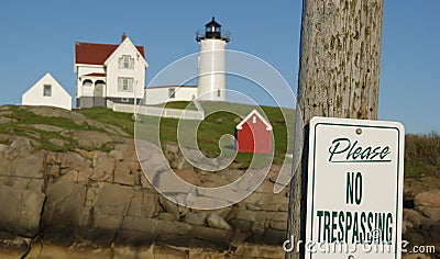 Light House in Maine at Sunset Stock Photo