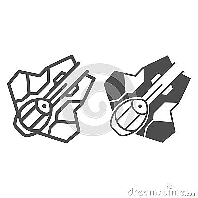 Light interceptor type Eta 2 Aktis line and solid icon, star wars concept, Jedi starfighter vector sign on white Vector Illustration