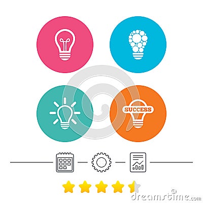 Light lamp icons. Energy saving symbols. Vector Illustration