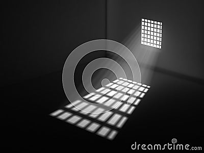 Light through the latticed prison window Stock Photo