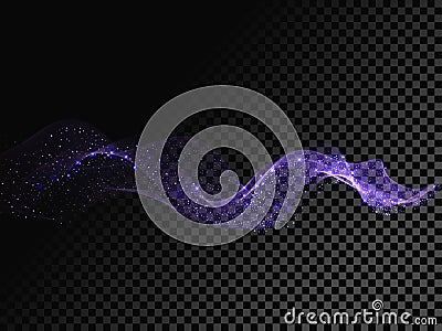 Light line neon blue wave effect. Vector glitter light fire flare trace Vector Illustration