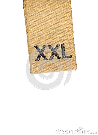 Light Macro XXL size clothing label on white Stock Photo