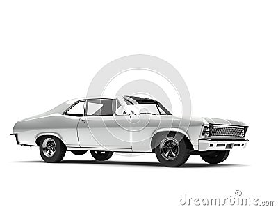 Light metallic silver restored old vintage muscle car Stock Photo