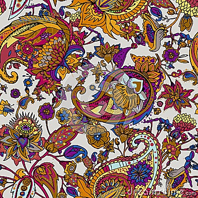 Light modern seamless paisley pattern. Based on the traditions of oriental patterns Vector Illustration