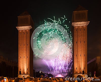 Light and music show in La Merce Festival Editorial Stock Photo