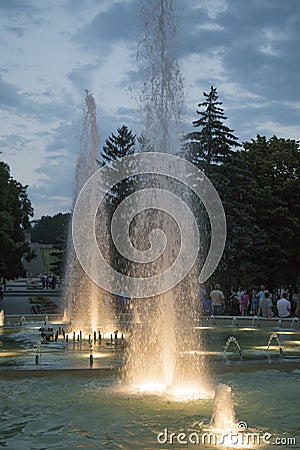 Light and musical fountain in Pyatigorsk, Russia Editorial Stock Photo