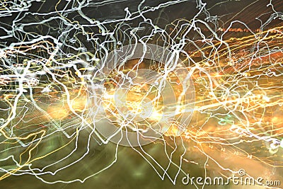 Light neon abstract painting photography - fairy lights in swirl and waves pattern, ripples and loops, striped lines in motion - a Stock Photo