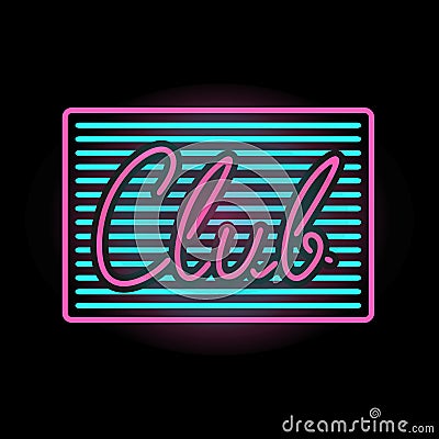 Light neon club label vector illustration. Vector Illustration