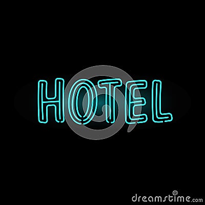 Light neon hotel label vector illustration. Vector Illustration