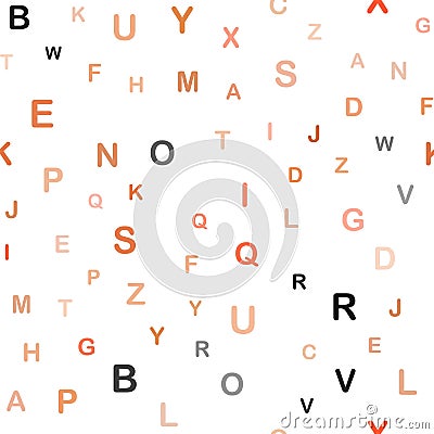 Light Orange vector seamless backdrop with english symbols. Vector Illustration