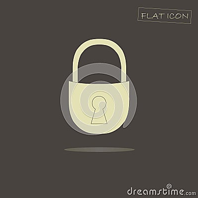 Light padlock on black, flat icon Vector Illustration