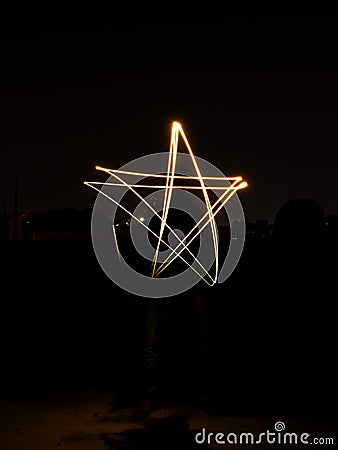 Star Light Painting Stock Photo