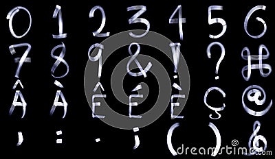 Light Painting Numeral Alphabet Stock Photo