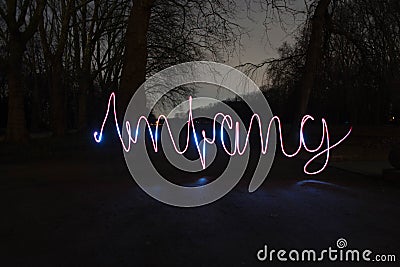 Light painting, writing Stock Photo