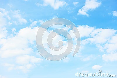 Light pastel blue sky with white clouds Stock Photo