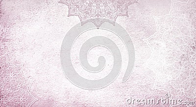 Light pastel rose pink textured watercolor background with mandalas Stock Photo