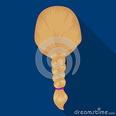 Light pigtail.Back hairstyle single icon in flat style vector symbol stock illustration web. Vector Illustration