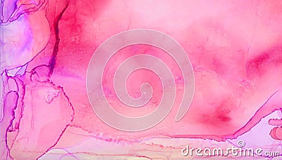 Light pink alcohol ink abstract background. Smudged soft flow liquid effect watercolor paint splash texture illustration Cartoon Illustration