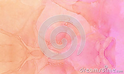 Light pink alcohol ink abstract background. Smudged soft flow liquid effect watercolor paint splash texture illustration Cartoon Illustration