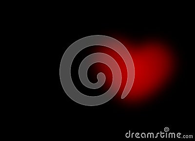 vivid Red Bokeh Blur Heart on black Background love pain sorrow Greeting card gradient Illustration Stock Photo