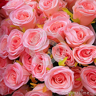 Light pink fake roses bouquet Stock Photo