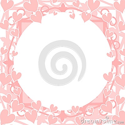 Light Pink Hearts Circular Round Frame Cartoon Illustration