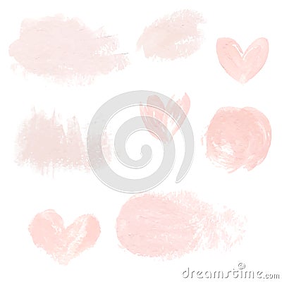 Light pink pastel acrylic brush strokes, delicate textures for logo, decoration, wedding invitation Vector Illustration